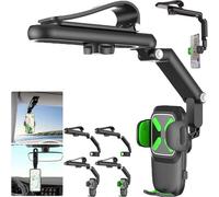 Genérico Yoyoway 360 Car Phone Holder, 1080° Multifunctional Sun Visor 360 Phone Holder, Rotatable and Retractable, Multi Function Sun Visor Phone Mount Compatible with Most Cell Phones (Green B)