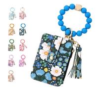 Genérico Yum2000 Boho Wristlet Handbag, Boho Style Beaded and Tassel Keychain Wallet, Beaded Coin Purses with Card Slots, Wrist Purse with Flower Chain (1 Pcs*D)