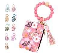 Genérico Yum2000 Boho Wristlet Handbag, Boho Style Beaded and Tassel Keychain Wallet, Beaded Coin Purses with Card Slots, Wrist Purse with Flower Chain (1 Pcs*F)