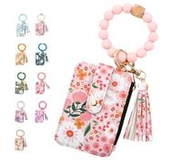 Genérico Yum2000 Boho Wristlet Handbag, Boho Style Beaded and Tassel Keychain Wallet, Beaded Coin Purses with Card Slots, Wrist Purse with Flower Chain (1 Pcs*B)