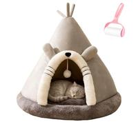 Genérico Yurt Elk Christmas Dogs Beds,Comfortable Plush Triangle Pet Teepee with Cushion,Cute Winter Indoor Soft Warm Washable Enclosed Cat Cave Bed for Cat and Dog