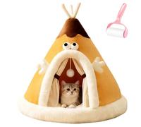 Genérico Yurt Elk Christmas Dogs Beds,Comfortable Plush Triangle Pet Teepee with Cushion,Cute Winter Indoor Soft Warm Washable Enclosed Cat Cave Bed for Cat and Dog