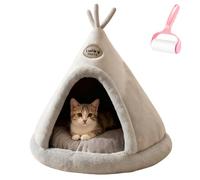 Genérico Yurt Elk Christmas Dogs Beds,Comfortable Plush Triangle Pet Teepee with Cushion,Cute Winter Indoor Soft Warm Washable Enclosed Cat Cave Bed for Cat and Dog