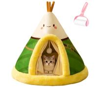 Genérico Yurt Elk Christmas Dogs Beds,Comfortable Plush Triangle Pet Teepee with Cushion,Cute Winter Indoor Soft Warm Washable Enclosed Cat Cave Bed for Cat and Dog