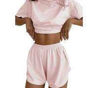 Genérico Zalora 2 Piece Short Split, 2 Piece Shorts Split Loungewear, Summer Pajama Sets for Women (Pink,L)