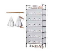 Genérico Zapatero, 2-7 Niveles Estante De Almacenamiento De Metal, Zapatera Organizador con Reversible Funda Protectora, Estantería De Zapatos con 10 Cubrezapatos, Negro(60 cm/23.62 in(6 Tiers))