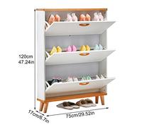 Genérico Zapatero de 3 Niveles con ventilación Trasera, Zapatero Estrecho de Madera con Puertas abatibles para Entrada, Pasillo, Armario y Sala de Estar. Elegante solución de Almacenamiento en Blanco