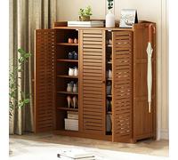Genérico Zapatero de bambú de 6 o 7 Niveles con Puertas correderas - Organizador Independiente para Entrada, Pasillo y Sala de Estar - Estante Estrecho para Armario - Elegante solución para Guardar z