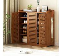 Genérico Zapatero de bambú de 6 o 7 Niveles - Organizador Independiente con Puertas correderas para Entrada, Pasillo y Sala de Estar - Estante de Almacenamiento Compacto para armarios Estrechos (marr