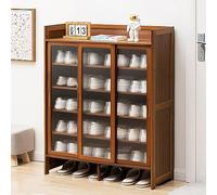 Genérico Zapatero de ratán, Zapatero de bambú de 5 Niveles, Moderno Zapatero Independiente con Puertas correderas, Organizador para recibidor y salón, Elegante solución de Almacenamiento (87 x 32 x 1