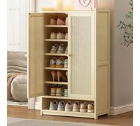 Genérico Zapatero extraíble Giratorio apilable, Armario de Almacenamiento Vertical con estantes Ajustables, Zapatero de bambú de 8 Niveles, Armario de Entrada de 60 cm con estantes Ajustables, organi