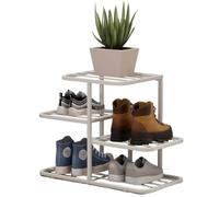 Genérico Zapatero metálico Alto de 3 Niveles para Armario de Entrada y Sala de Estar. Estante para Botas Que Ahorra Espacio. Diseño Elegante en Color Blanco para Pasillo