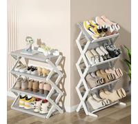 Genérico Zapatero Plegable 3/4 Capas Zapatero Organizador Apilable Estante Zapatos 56x18cm Shoe Rack Mueble Zapateros Plástico para Interior, Exterior, Camping(H: 92cm/36.2in(4-Tier))