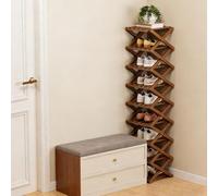 Genérico Zapatero Plegable de Bambú de 9 Niveles, Sin Ensamblaje, con DiseñO Vertical, Organizador Que Ahorra Espacio, Resistente y Estable, FáCil de Limpiar, Ideal for Entrada(Brown,9 Layers)