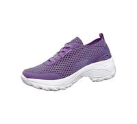 Genérico Zapatillas Caminar Mujer Casual Zapatos Deportivos Womens Shoes Ethnic Casual Shoes Summer Fashion Hollow Breathable Flat Heel Soft Sole Deportivas Deporte Mujer (Purple,42)