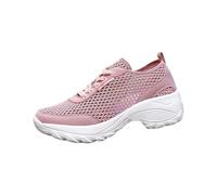 Genérico Zapatillas Caminar Mujer Zapatillas Elegantes Womens Shoes Ethnic Casual Shoes Summer Fashion Hollow Breathable Flat Heel Soft Sole Casual Sneakers Deportivas de (Pink,37)