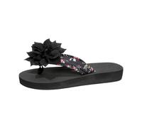 Genérico Zapatillas Casa Verano MujerPantuflas planas de verano con diseño floral para mujer en tallas grandes y cómodas (Black, 36)