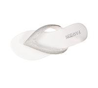 Genérico Zapatillas Casa Verano MujerSandalias de verano para mujer chanclas planas con decoración separadores de dedos para playa piscina y uso exterior cómodas (White, 36)