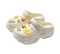 Genérico Zapatillas Casa Verano MujerZuecos Unisex Cómodos de Uso Diario con Tacón Grueso y Detalles Decorativos para Mujer (White, 39-40)