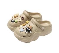 Genérico Zapatillas Casa Verano MujerZuecos Unisex de Transpirables para Uso Diario en Todas las Estaciones Cómodos e Informales (Khaki, 37-38)