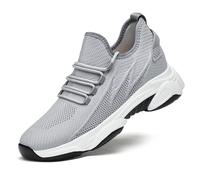 Genérico - Zapatillas casuales con cordones para hombre, parte superior de malla transpirable con tacón invisible 4/6/8/10 cm, taller zapatos de caminar para hombre, cómodos y ligeros, gris 4 cm, 37