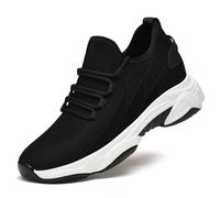 Genérico - Zapatillas casuales con cordones para hombre, parte superior de malla transpirable con tacón invisible 4/6/8/10 cm, taller zapatos de caminar para hombre, cómodos y ligeros, negro, 10 cm
