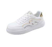 Genérico Zapatillas Correr Mujer Zapatillas Casual Ladies Fashion Solid Color Mesh Breathable Round Toe Low Top Flat Deportivas Mujer Deportivas Anchos Caminar (Gold,36)