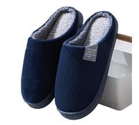 Genérico Zapatillas De Algodón For Otoño E Invierno, Parejas De Felpa For El Hogar, Zapatos Cálidos Antideslizantes For El Hogar(Navyblue-embroideredlogo,39-40)