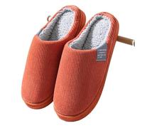 Genérico Zapatillas De Algodón For Otoño E Invierno, Parejas De Felpa For El Hogar, Zapatos Cálidos Antideslizantes For El Hogar(Orange-embroideredlogo,37-38)