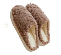 Genérico Zapatillas De Algodón For Otoño E Invierno, Parejas De Felpa For El Hogar, Zapatos Cálidos Antideslizantes For El Hogar(Coffee,41-42)