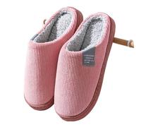 Genérico Zapatillas De Algodón For Otoño E Invierno, Parejas De Felpa For El Hogar, Zapatos Cálidos Antideslizantes For El Hogar(Pink-embroideredlogo,35-36)