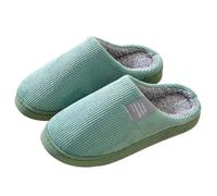 Genérico Zapatillas De Casa De Algodón Con Punta Cerrada, Zapatos De Dormitorio De Espuma Viscoelástica, Zapatillas Cálidas Sólidas De Otoño E Invierno(Green,39-40)