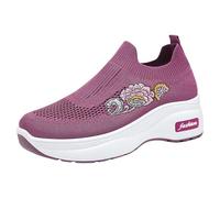 Genérico Zapatillas de Running Elegantes Zapatillas Deporte Womens Shoes Ethnic Casual Shoes Summer Fashion Hollow Breathable Flat Heel Soft Sole Casual Deportivas Deportivas para (Purple,40)