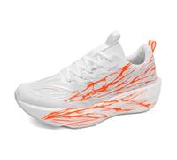 Genérico Zapatillas de running Hombre Pareja Negro Naranja Primavera Verano Suela de Carbono Ultra Leger Suela Suave Frota con Sonido Zapatillas Deportivas Transpirable para Hombre Mujer, blanco, 43