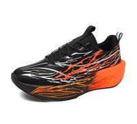 Genérico Zapatillas de running Hombre Pareja Negro Naranja Primavera Verano Suela de Carbono Ultra Leger Suela Suave Frota con Sonido Zapatillas Deportivas Transpirable para Hombre Mujer, Negro , 34