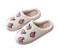 Genérico Zapatillas Ir Por Casa Mujer Invierno,Pareja Invierno PequeñO PatróN De Fruta Fresca Dibujos Animados TamañO Grande CáLido Acolchado Zapatillas De AlgodóN (White 45)