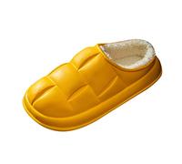 Genérico Zapatillas Ir Por Casa Mujer,Zapatillas De AlgodóN Con TacóN Medio Bao Para Mujer Para OtoñO E Invierno Y Exteriores Zapatos De Confinamiento Desmontables CáLidos De Felpa (Yellow 39)