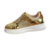 Genérico Zapatillas Mujer Deporte Zapatillas Anchas Zapatos de Tabla Deportivos Casuales de con Lentejuelas Y Gruesa para Exteriores Deportivas Deporte Deportivas Mujer (Gold,41)