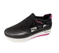 Genérico Zapatillas Mujer Deporte Zapatillas Casual Zapatos de Tacón Informales con Gancho de Tamaño Malla,Deporte Grandes Cómodas Y Transpirables para Deportivas (Black,43)