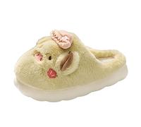 Genérico Zapatillas Mujer Invierno Pareja De Felpa, Estatuilla Cerdo Lindo Enhebrador Suela Gruesa Zapatillas Calientes Y Esponjosas Animales Para Exterior Interior, verde, 37 EU