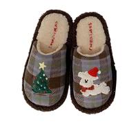 Genérico Zapatillas Mujer Zapatillas De Peluche para Mujer Chanclas Pantuflas Navidad A Cuadros Clásicos, con Estampado Elegante Y Diseño Acogedor para El Hogar