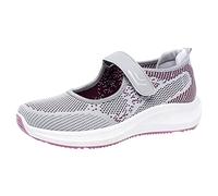 Genérico Zapatillas Negras Mujer Comodos Casual para Primavera Verano Mujer Zapatos Casuales Plana Antideslizante Color Sólido Malla de Gancho Transpirable Y Estilo Deportivas Running (Grey,39)