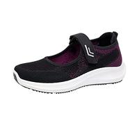 Genérico Zapatillas Negras Mujer Comodos Casual para Primavera Verano Mujer Zapatos Casuales Plana Antideslizante Color Sólido Malla de Gancho Transpirable Y Estilo Deportivas Running (Black,39)