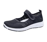Genérico Zapatillas Negras Mujer Ligeras Cómodos Y Ligeros Zapatos de Mujer Estilo Étnico Zapatos Casuales de Verano Hueco Transpirable Tacón Casuales Deportivas Casual (Black,39)