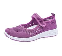 Genérico Zapatillas Negras Mujer Ligeras Ortopédicas Zapatos de Mujer Estilo Étnico Zapatos Casuales de Verano Hueco Transpirable Tacón Casuales Deportivas Running (Purple,40)