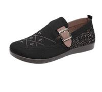 Genérico Zapatillas Negras Mujer Ligeras Ortopédicas Zapatos para Mujer de Primavera Y Otoño,para de Edad Y Mayores,con,Tela Vieja,Plana Estilo Casual. Deporte Correr (Black,40)