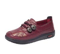Genérico Zapatillas Negras Mujer Zapatos Mujer Trabajo 2024 Otoño Mujer Zapatos Casuales Fondo Punta Redonda Flores Cómodas Tenis De Mujer Zapatillas Ancho Especial Mujer (Red, 39)