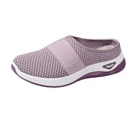 Genérico Zapatillas ortopédicas para mujer, de malla de verano, suela suave, zapatos transpirables, slip on cómodo, cierre antideslizante, apoyo deseo plantar, color sólido, morado, 40 EU