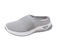Genérico Zapatillas ortopédicas para mujer, de malla de verano, suela suave, zapatos transpirables, slip on cómodo, cierre antideslizante, apoyo deseo plantar, color sólido, gris, 39 EU