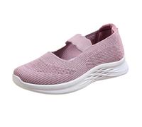 Genérico Zapatillas Sin Cordones Mujer Cómodos Deporte Zapatos para Caminar para Mujer,Primavera Y Verano,Transpirables,Madres,Plana,Un Solo Paso,Deportivas Deportivas (Pink,38)